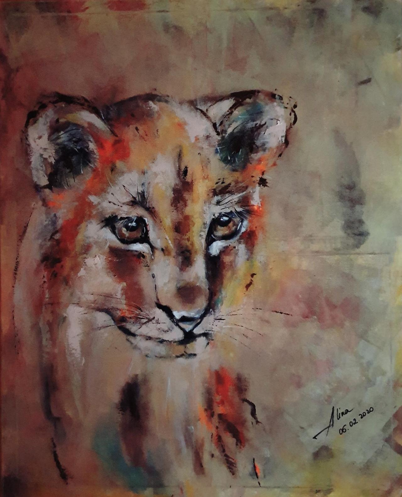 ArteDiAlina.com painting: there's a cub in each lion